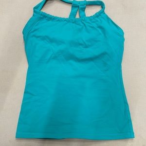 Prana Quinn Green Chakara Performance Knit Activewear Tank Top With Shelf Bra, L